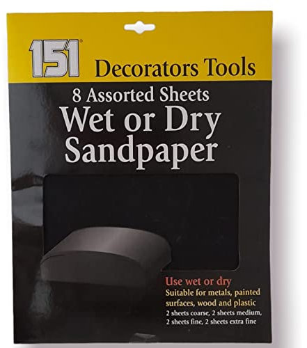 8 Assorted Wet and Dry Sandpaper sheets for metal wood plaster paint-Decorating fine medium waterproof Sandpapers for Wood Furniture-Metal Sanding and Automotive Polishing.(Pack of 1)