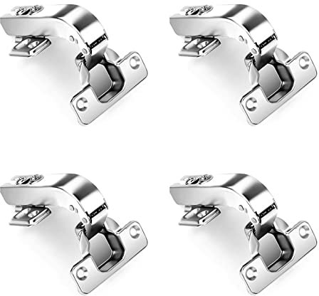 JZK 4PCS 90 Degree corner cabinet hinges, 90° Opening Corner Folding Cabinet Door Hinges with Hydraulic Damper, Kitchen Cupboard Door Hinges for camper van