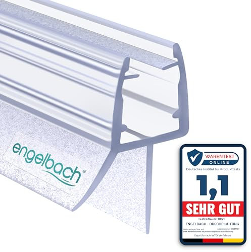 Engelbach® Duschdichtung mit perfekter Passform für 5-8mm Glastüren - Duschtürdichtung mit extra dicker Gummilippe - für alle Duschtypen - 100% wasserdicht - Einfache Installation