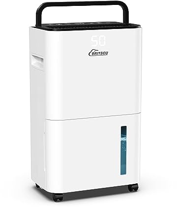 BRITSOU 34 Pint Dehumidifier for Basement with Drain Hose & 0.66 Gallon Water Tank, Manual & Auto Drainage, Smart Quiet Dehumidifiers for Home with Auto Shut off, 24HR Timer