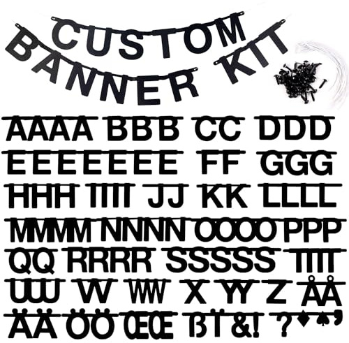 SUNBEAUTY Personalised Banner Customizable Letters Symbols Decor DIY Welcome Letter Banners Black For Christmas Birthday Wedding Valentine's Day Baby Showers Photo Props Family Party Decor