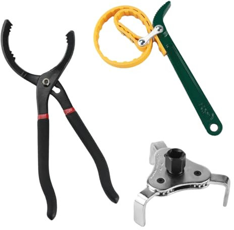 Ortviai 3 Stücke Ölfilterschlüssel Set, Ölfilter Schlüssel Verstellbarer, Bandschlüssel, Ölfilterschlüssel-3-Armig, 30cm Ölfilterzange, Ölfilter Werkzeug Entfernungswerkzeug für Autos