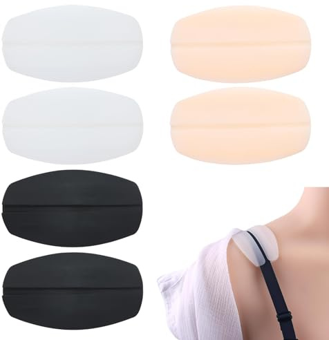Ownkim Ensemble de 6 Coussinets Antidérapants en Silicone pour Bretelles de Soutien-Gorge, Confort Durable et Variété de Couleurs (Peau, Noir, Blanc)