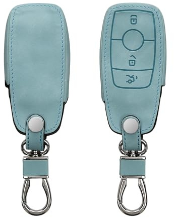 kwmobile Funda Compatible con Mercedes Benz Llave de Coche Smart Key (Solo Keyless) - Carcasa de Piel sintética - Protector para Mando de Coche en Azul Pastel