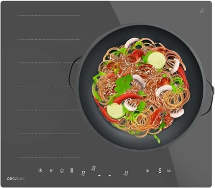 Cecotec Placa De Inducción 2 Fuegos Bolero Squad I 3600 Fullflex Grey. Placa De Inducción 7400W Con Zona Flex, Función Keep Warm, Temporizador Individual Y Diseño En Gris Biselado