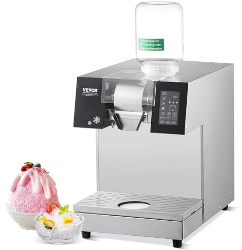 VEVOR Macchina per Ghiaccio a Fiocchi di Neve Commerciale, 240 kg/24 Ore, Macchina Ghiaccio Tritato in Acciaio Inox, Sistema di Raffreddamento a Liquido per Dissipazione Calore, per Panetteria, Bar