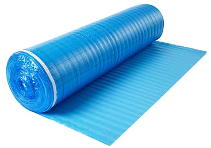 VEVOR Base para Suelo 18,6 m²/Rollo, 3 en 1, con Cinta y Barrera de Vapor, Espuma EPE Resistente con PE Azul, Insonorizante y Reductor de Ruido, Ideal para Madera Laminada, 16900 x 1100 x 3 mm