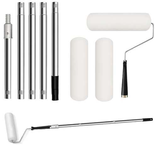 Rulli Verniciatura | Kit Rullo Pittura Parete con Asta Allungabile | 23 cm Casa per Pittori Interno Esterno Casa Soffitto Porta Armadio Mobili Macchie Olio