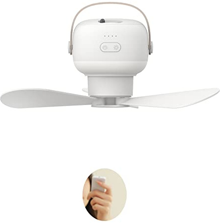 Nucelit 10 tums hängande fläkt med LED-lampa USB baldakin fläkt tält tak 3-växlad camping USB för bil lastbil, tak med ljus