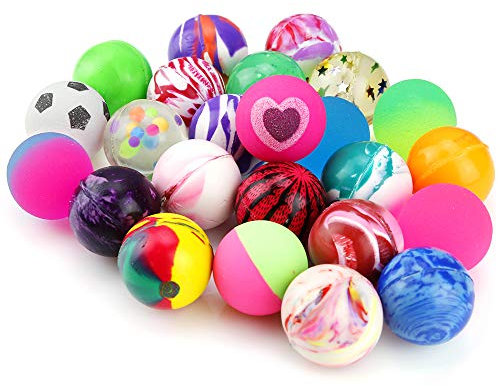 Pllieay 24 Stück Hüpfbälle Kleine Hüpfbälle für Kinder, Gummibälle 25mm gemischter Partybeutelfüller für Partygeschenke, Weihnachtsstrumpffüller, Klassenzimmerpreise und Haustierspielzeug