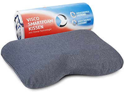 Seitenschläferkissen GIANFAR QuickDry | Ergonomisches Nacken-Kissen für Seitenschläfer | Hochwertiger Memory-Foam | HWS Visco-Kopfkissen | Schnelltrocknender Klima-Bezug | 55x40x12/10 cm