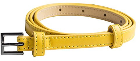 Hochwertiger Damen Gürtel 1cm breit für Hüfte & Taille mit beweglicher Zusatz-Schnalle - geeignet für Rock, Hose und Kleider, Farbe:gelb, Gürtellänge:70-84 cm