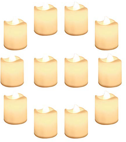 Yeahmart Pack of 24 Realistic and Bright Led Candle Lights, Battery Operated LED Tealights, Flameless Tea Lights with Warm White Bulb Light for Wedding, Table, Gift, Outdoor