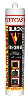 VITCAS 310ml Black Fire Cement Ready Mixed - Heat-Resistant Filler & Sealant for Fireplaces, Firebricks, Wood Burners, Stoves & Boilers – High-Temperature Repair Paste