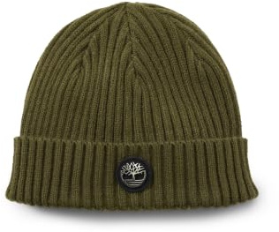 Timberland ribbad herrmössa med logotypplatta, one size