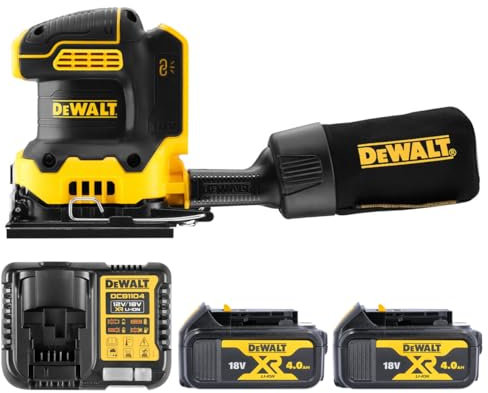 Dewalt DCW200N 18V Brushless 1/4 Sheet Palm Sander 2 x 4.0Ah Batteries & Charger