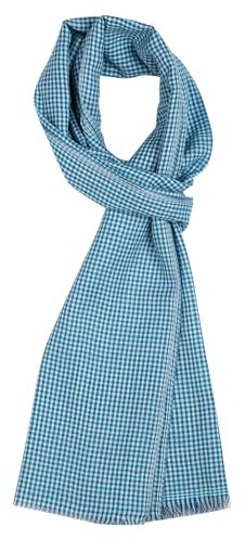ROYALZ Schal Herren leicht Halstuch 100% Baumwolle klassisch Herrenschal weich dünn Baumwollschal Männer-Schals Accessoires mehrfarbig - ganzjährig tragbar, Farbe:Kariert Grün/Weiß