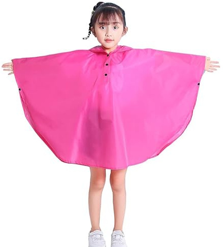 Gaga city Poncho Pluie Rouge Fille garçon avec Sac Imperméable Enfant Rose/S/80-100cm