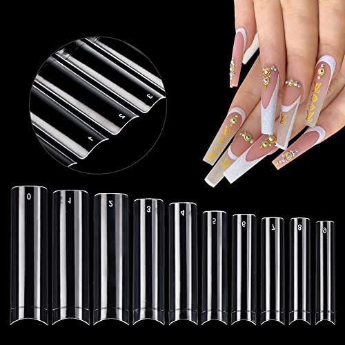 Deciniee Faux Ongles et Capsules Transparents: 500 Pièces Capsules Americaine Ongles - 10 Tailles No C Curve Capsule Ongle
