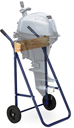 Relaxdays Soporte Motor Fueraborda, Carro con Ruedas, Almacenamiento y Transporte, para hasta 100 kg, Acero, Azul Oscuro