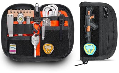 VIPERADE VE21 EDC Pouch Small Pocket Organiser with 9 Compartments, Pocket Tool Pouch with Patches Display Panel, Mini Organiser Bag for Men