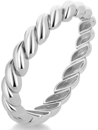 FAMARINE Silver Chunky Bracelet Twisted Bangle Bracelet for Women, Minimalist Wide Charm Bangle Bracelets