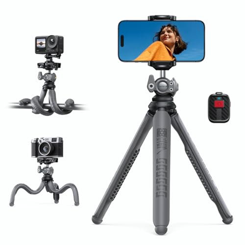 Lamicall Handy Stativ, Mini Stativ Halter - Handy Halterung Kamerastativ für Smartphone & Kamera, Flexible Handystativ mit Kabellose Fernbedienung, 360° Pocket Tripod für iPhone 17/16/15, für GoPro
