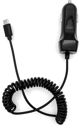 JZK 5 V 3 A USB Tipo C Caricabatteria da Auto Adattatore di Ricarica Accendisigari con Cavo USB C arrotolato per Smartphone, Tablet