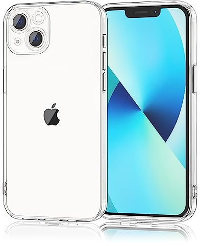 Meliya Coque Compatible pour iPhone 13 6.1”, Étui en Silicone avec Doublure en Microfibre Souple, Conception Spéciale de Bord Droit (A-Transparent)