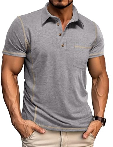 LAOARA Polotröja, herr, kortärmad pikétröja, t-shirts för män, sport, sommar, slim fit, klassisk, knappslå M-3XL