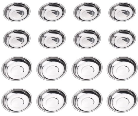 16 Pieces of Stainless Steel Small Plates, Dip Plates, Round Plates, Multi-Purpose Tableware, Break-Resistant Tableware Plates, Kitchen Utensils