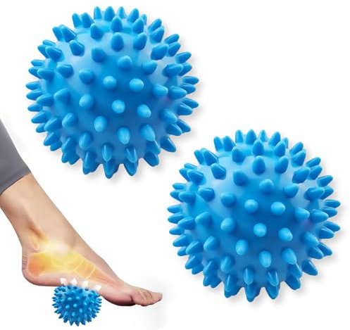 2 Pezzi Palline Massaggio, 7.5cm Riccio, Massaggi dei Punti Trigger, Palla Massaggiante gli Sport per Alleviare lo Stress, per Schiena, Piedi, Recupero Muscolare, Mani, Gambe (Blu)