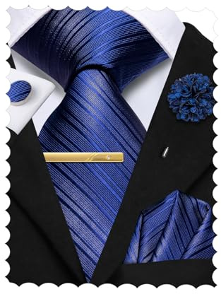 Hi-Tie Juego de 4 corbatas para hombre y gemelos cuadrados de bolsillo, diseño de flores, para boda, negocios