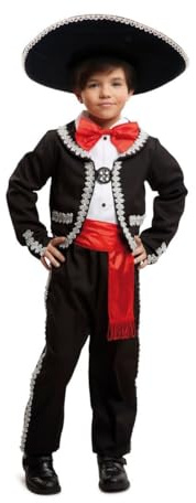 My Other Me - Disfraz para niño de Mexicano con chaqueta, pajarita, fajín y pantalón en rojo y negro talla 5-6 años. Dale vida a tus fiestas con un toque de tradición mexicana