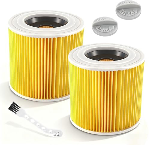 Freyeeti Set di 2 Filtro a Cartuccia di Ricambio Compatibile con Kärcher WD3 Premium, WD2, WD3, WD3P, MV2, MV3, Filtro di Ricambio Compatibile con Aspirapolvere Kärcher 6.414-552.0/64145520