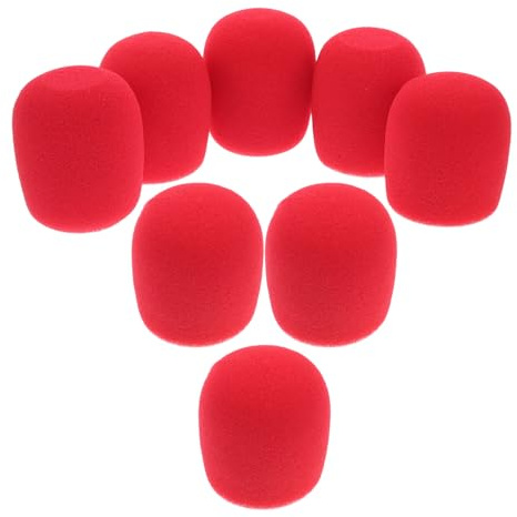 Alipis 8 Fundas Protectoras de Espuma Roja para Micrófono de Mano Filtros Antiviento y Reutilizables para Karaoke Grabación Doméstica y Oratoria