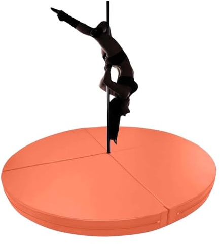 Pole-Dance-matta, tjock, rund, vikbar fallskyddsmatta för Pole-Dance Striptease, 150 cm x 3 cm (59 tum x 1,2 tum) – säkerhetsmatta för hemmagym, orange, ultimat fall