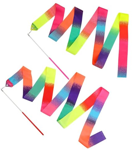 HANXIANG 4Pcs 2M Rainbow Rhythmic Dance Ribbons