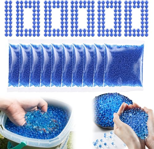 10 Packung/100.000 Stück Gel Balls, Blau Perlen, Blaster Nachfüllungen, Nachfüll Blaukugeln, Wasserperlen für Vasen Blumen Pflanzenfüllung Dekoration(Runde 7-8 mm, 10.000 Stück pro Packung)