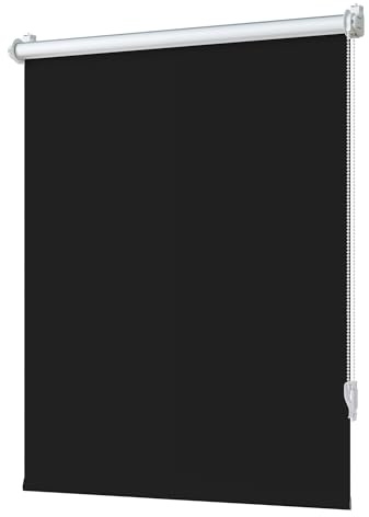 Buseu Store Enrouleur Occultant sans Perçage, Noir, 45l x 170L cm | Rideau Thermique Anti Chaleur & UV, Store Opaque & Protection Intimité, Montage Facile avec Clips, pour Fenêtre et Porte