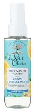 LE PETIT OLIVIER - Brume Parfumée Fraîcheur - Parfum Citron & Embruns Marins - Corps & Cheveux - Brume Légère - Parfume & Rafraîchit - Sensation de Bien-Être - Fabriqué en France - 100ml