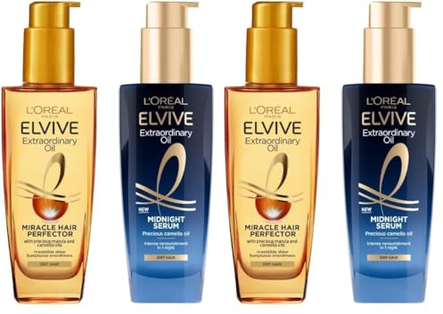 L’Oréal Paris Elvive Extraordinary Oil Nourished Hair Treatment Set, Ultimate Day & Night Routine for Dry Hair, Bundle 2 x 100ml (Pack of 2)