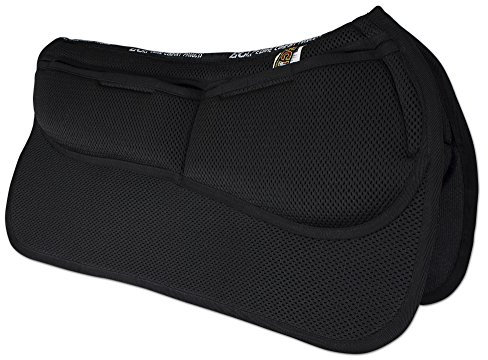 ECP Equine Comfort-produkter halkfri andningsbar 3D nät västerländsk sadeldyna med justerbart minnesskum för slagskydd och sadelpassform, lätt och ventilerad för hästkomfort, svart
