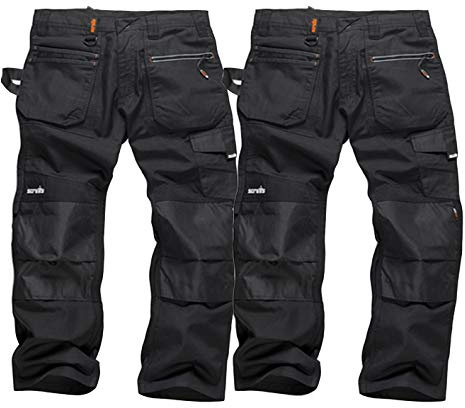 Scruffs Ripstop Work Trousers Twin Pack (34 Waist/30 Leg) Black