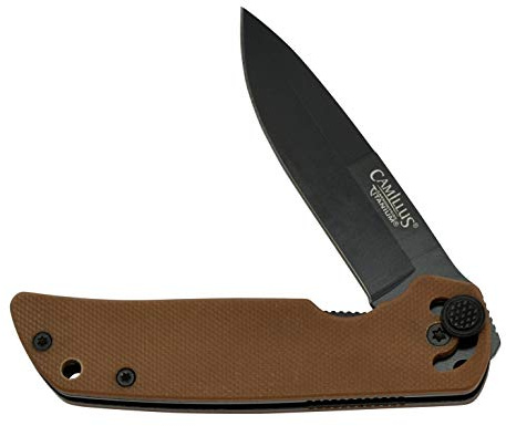 Camillus 19635 CUDA Mini Klappmesser, 7,6 cm Carbonitride Titanium AUS-8 Stahlklinge, G-10 Griff, schwarz/braun, 17,1 cm