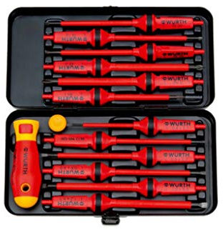 Würth Zebra VDE-Schraubendreher-Satz 14-teilig Elektronik Feinmechanik in praktischer Metallbox 061390014