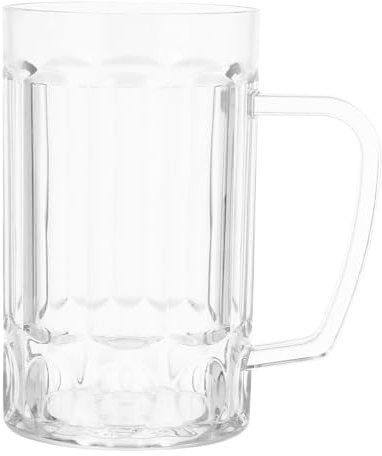 TOYANDONA Heavy Large Glasses Classic Mug Unbreakable Clear Plastic Wine Cup Beer Drinking Tankard with Handle for Bar Home Kitchen 540ml