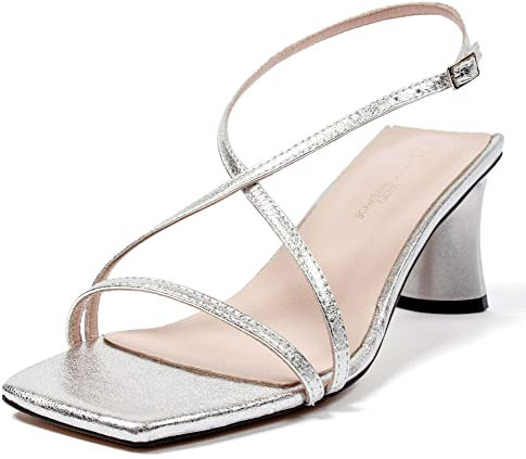L37 HANDMADE SHOES Damen Dat hill Heeled Sandal, Silber, 39 EU