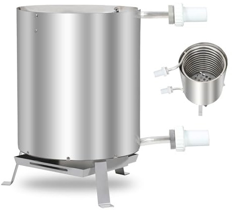 Herrselsam Chauffage de Piscine avec feu, Chauffage de Piscine avec Spirale chauffante, raccordement 32/38 mm, Chauffage pour Piscine, Chauffage de Piscine à Plus de 12 °C par 1000 l/h