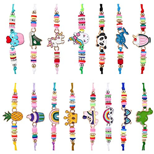 faburo 15pz Braccialetti Amicizia Bambini Unicorno Braccialetti Regolabile Intrecciati per Festa di Compleanno Regalo Gioielli Ragazza